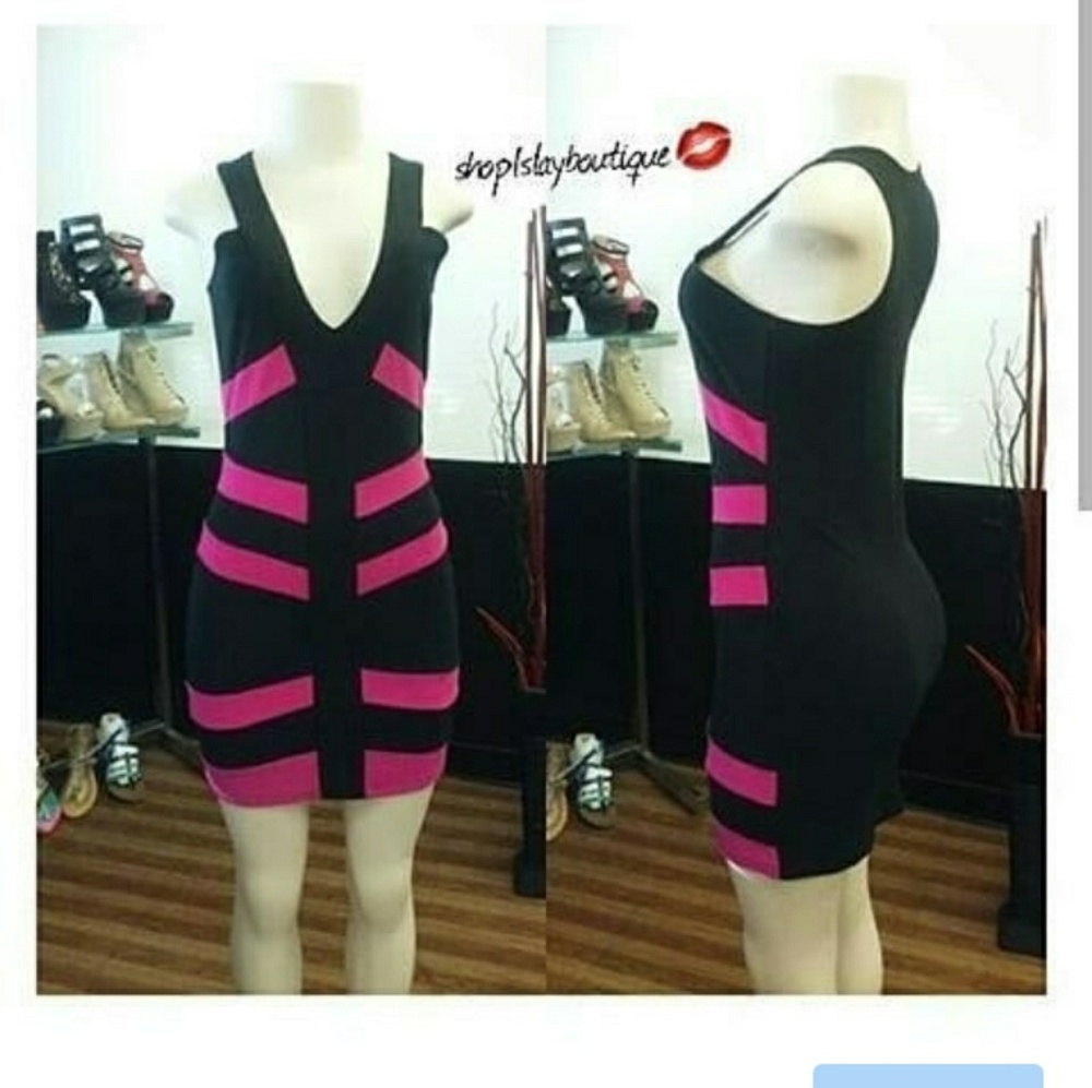 Plnk striped bodycon mini